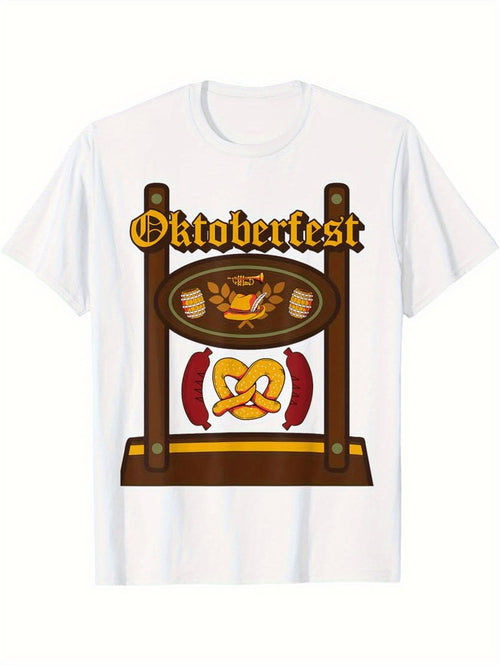 Men's Graphic T-Shirt Oktoberfest Festive Pretzel Sausages Beer With German Icon