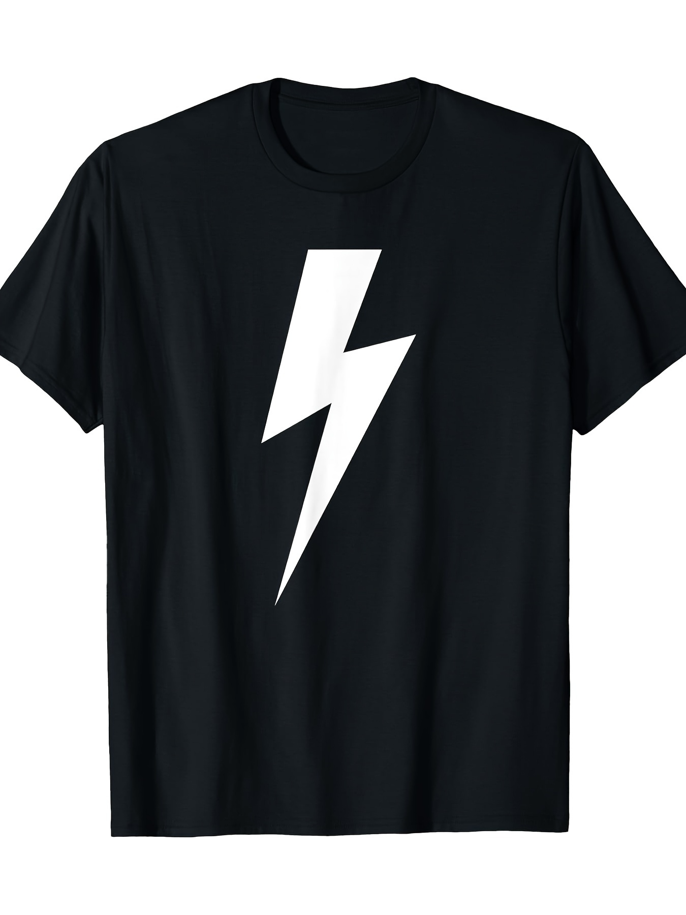 Men's Graphic T-Shirt Bold White Lightning Bolt Against Plain Black Background Lightning Bolt