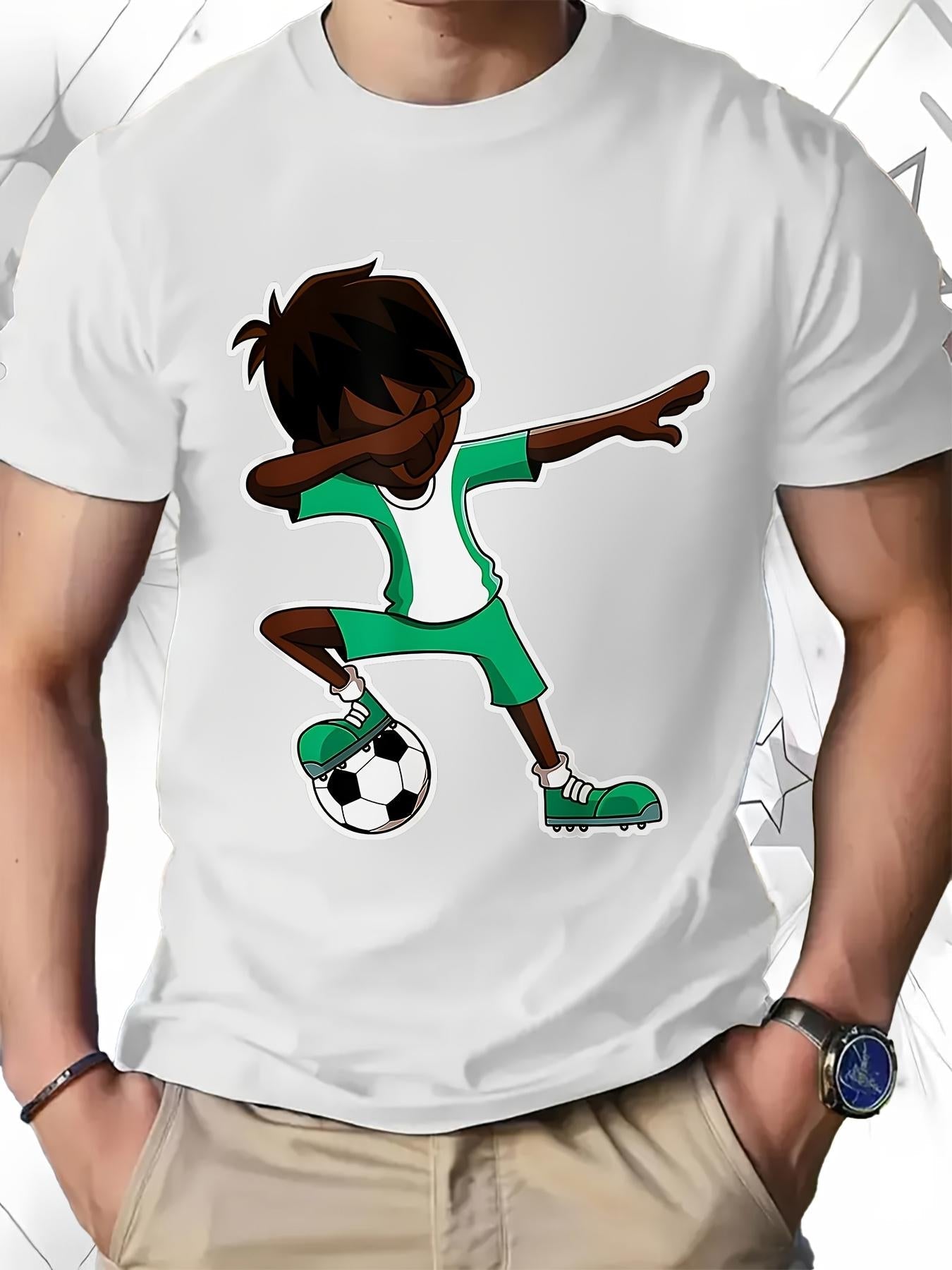 Men's Graphic T-Shirt Energetic Soccer Player Striking A Dab Pose With Ball Youth