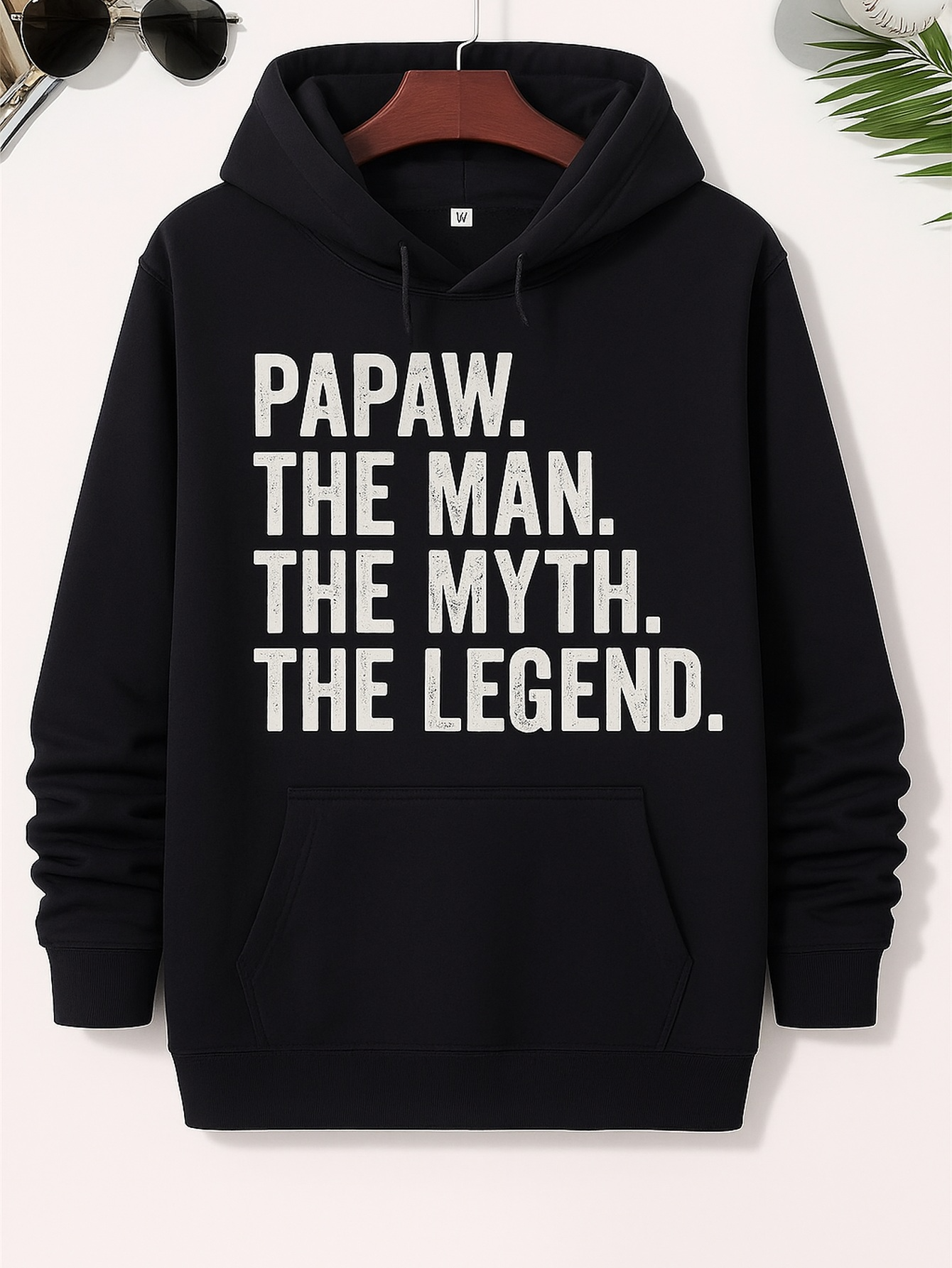 Men's Graphic Hoodie Papaw The Man The Myth The Legend Bold White Letters Hoodie