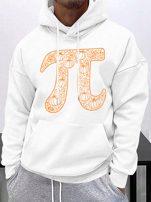 Men's Graphic Hoodie Intricate Geometric Pattern With Orange Accents Embellished On Pi Symbol