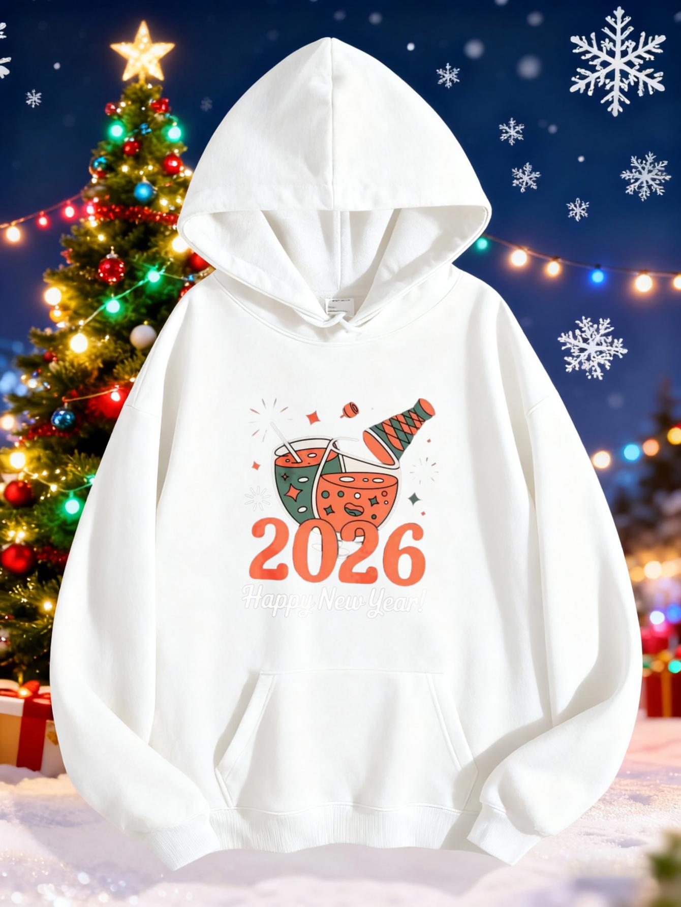 Women's Graphic Hoodie Celebration Fireworks With Sparkling Champagne Toast 2026