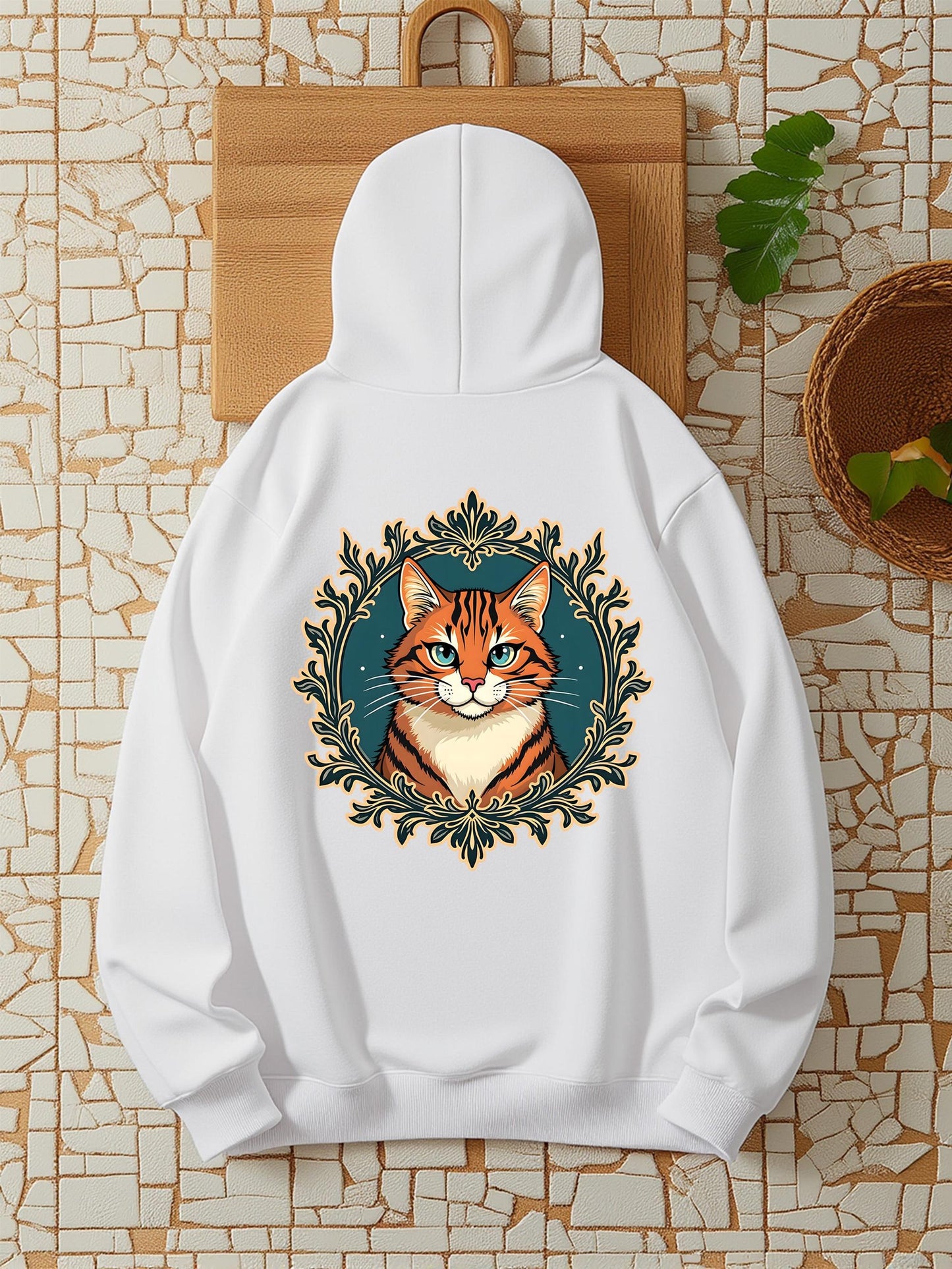 Women's Graphic Hoodie Golden Leaves In Circular Frame Surrounding A Majestic Fox