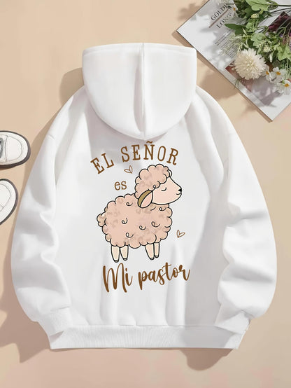 Women's Graphic Hoodie Cute Pastel Sheep Among Gentle Spring Blossoms Sheep