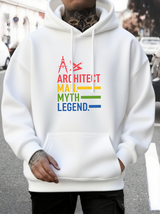 Men's Graphic Hoodie Architect Main Myth Legend With Bold Colorful Letter Design Hoodie