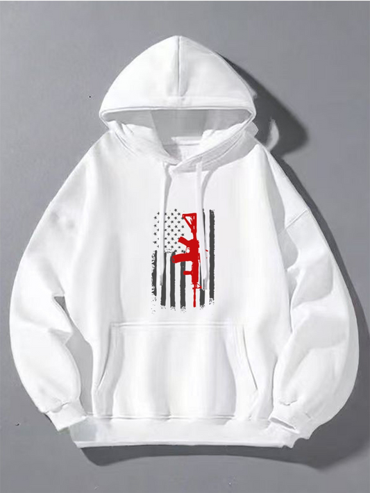 Men's Graphic Hoodie Abstract Striped Graphic Design With Red Dancer Under Polka Dots Hoodie