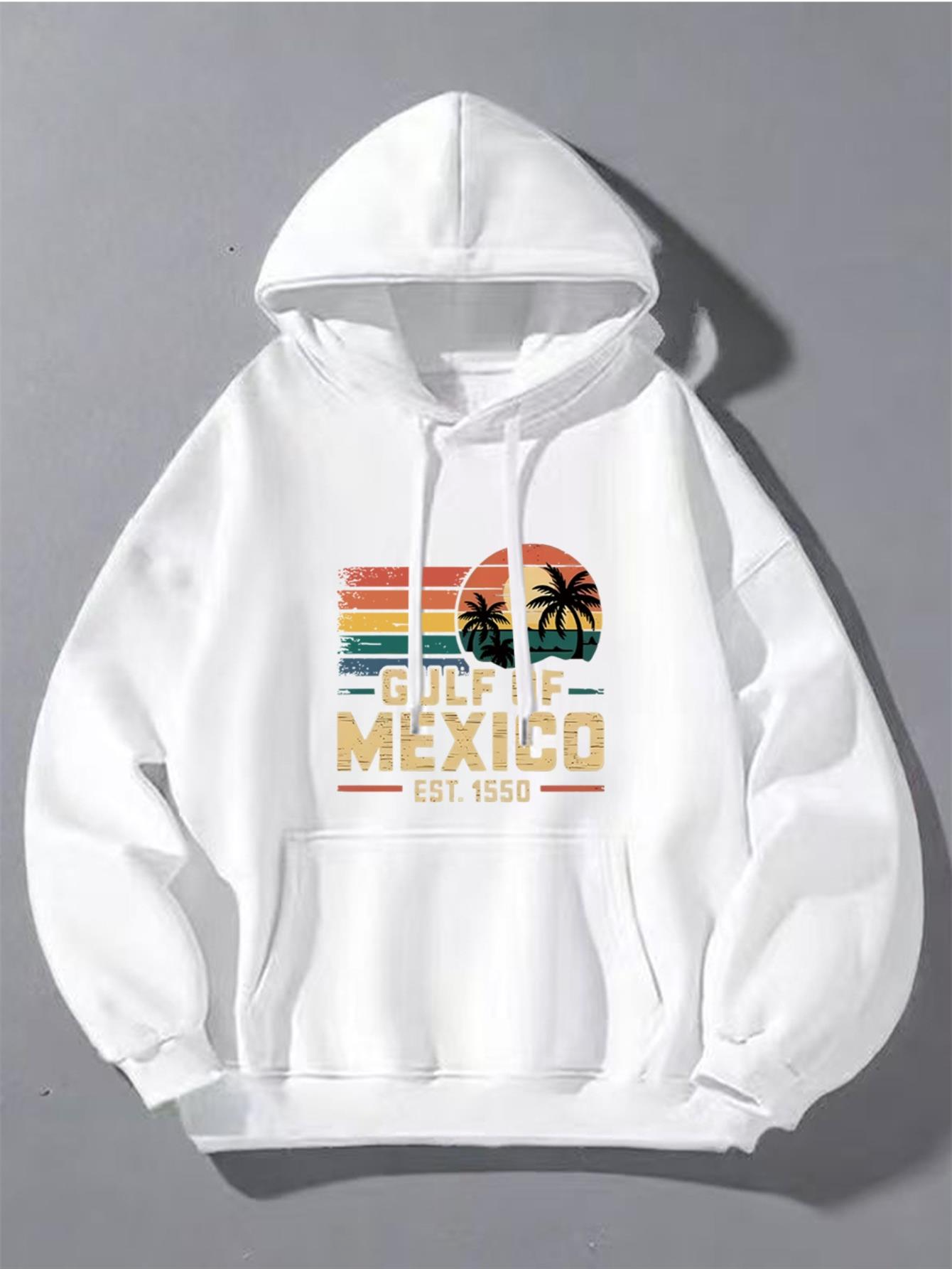 Men's Graphic Hoodie Chill Vibes Under Sunset With Palm Trees And Colorful Mexico