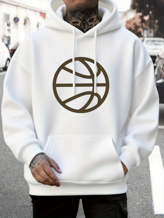 Men's Graphic Hoodie Minimalist Urban Lines Forming An Abstract Basketball Motif
