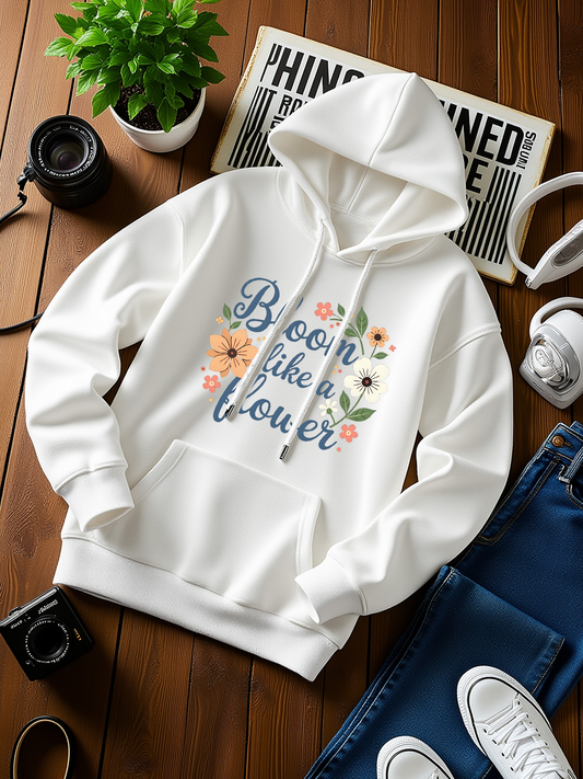 Men's Graphic Hoodie Bloom Like Flower Pastel Blossoms With Greenery Among Gentle Petals Hoodie