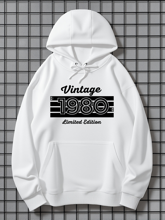 Men's Graphic Hoodie Vintage 1980 Limited Edition Bold Graphic Text With Retro Number Font Hoodie