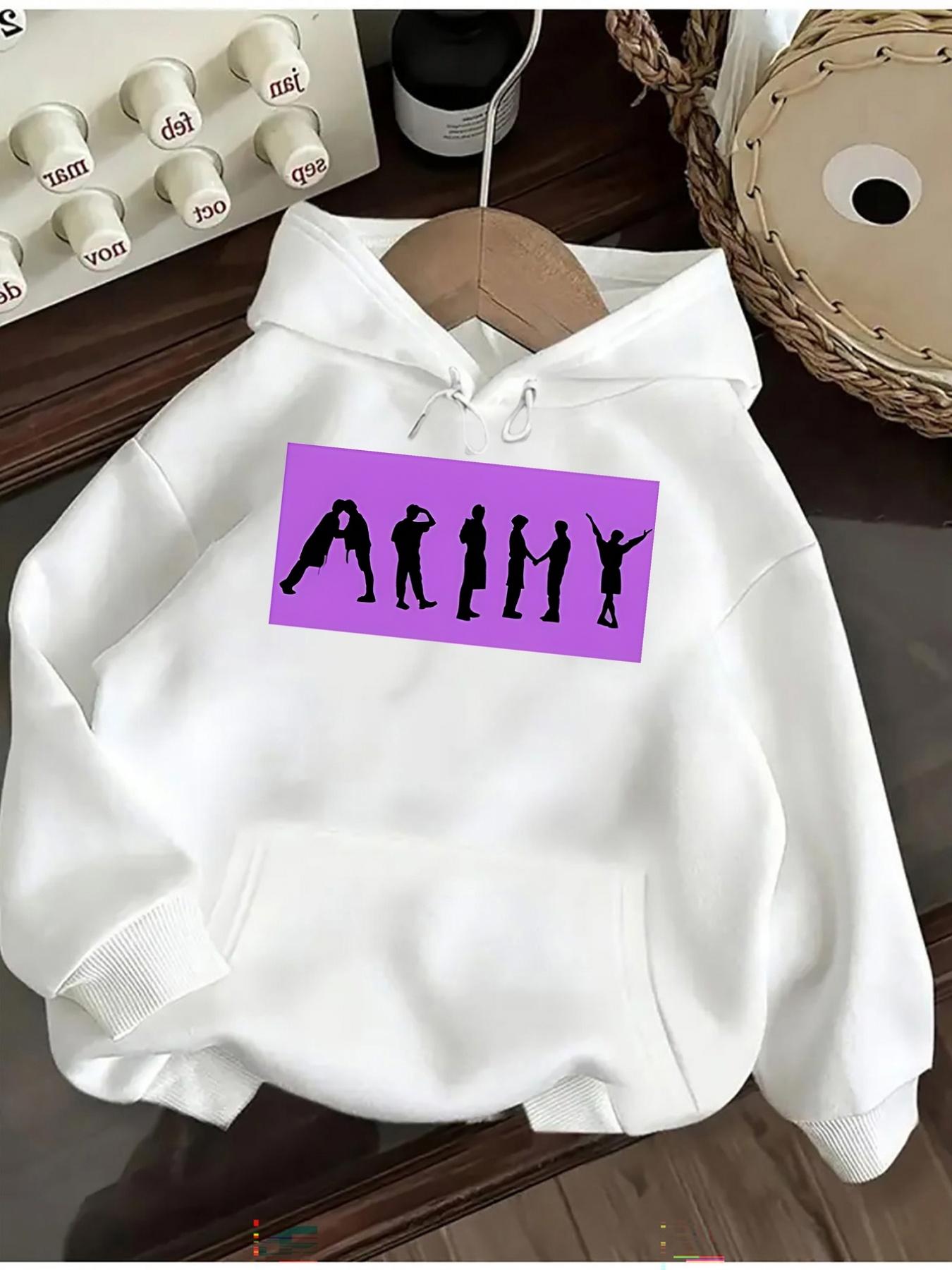 Women's Graphic Hoodie Dancing Silhouettes On Purple Rectangular Block With Energetic Motion People