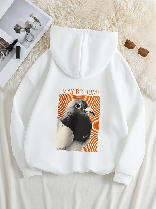 Women's Graphic Hoodie I May Be Dumb With Vintage Style Dove Portrait Pattern Dove