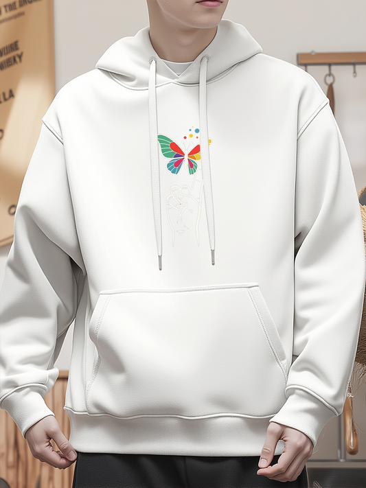 Men's Graphic Hoodie Colorful Abstract Pattern In A Radiant Symmetric Style Butterfly