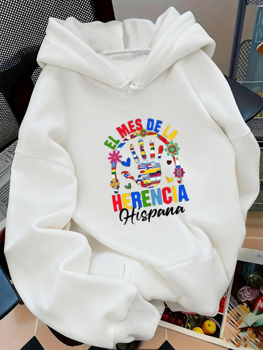 Women's Graphic Hoodie Colorful Hands And Festive Patterns With Celebration Symbols Hoodie