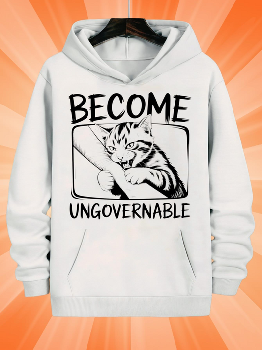 Men's Graphic Hoodie Become Ungovernable Mischievous Cat With Playful Bite Among Comics Panel Cat