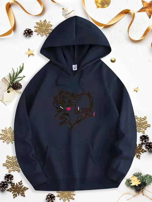 Men's Graphic Hoodie Barbed Wire Heart With Crimson Eyes Among Shadowed Thorns On Hoodie