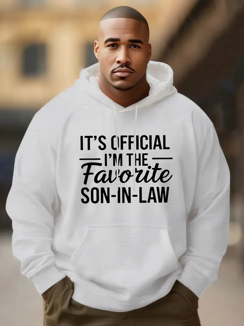 Men's Graphic Hoodie Its Official Im The Favorite Son In Law Casual Text Statement Hoodie