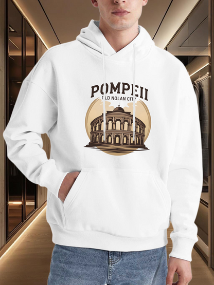 Men's Graphic Hoodie Pompeii Ancient Ruins With Sunset Glow And Collapsed Amphitheater