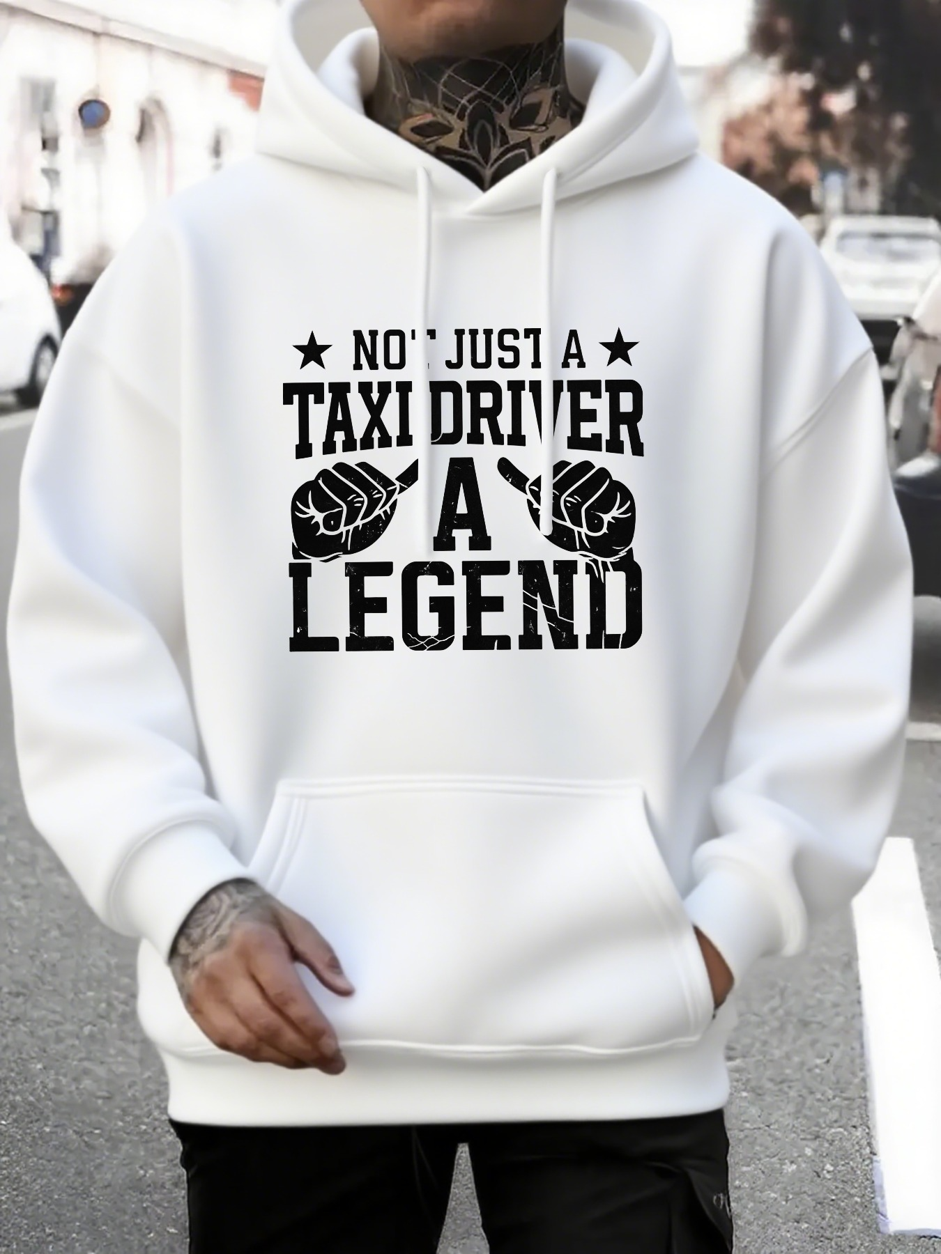 Men's Graphic Hoodie Not Just A Taxi Driver A Legend With Raised Fists Surrounded By Stars Hoodie