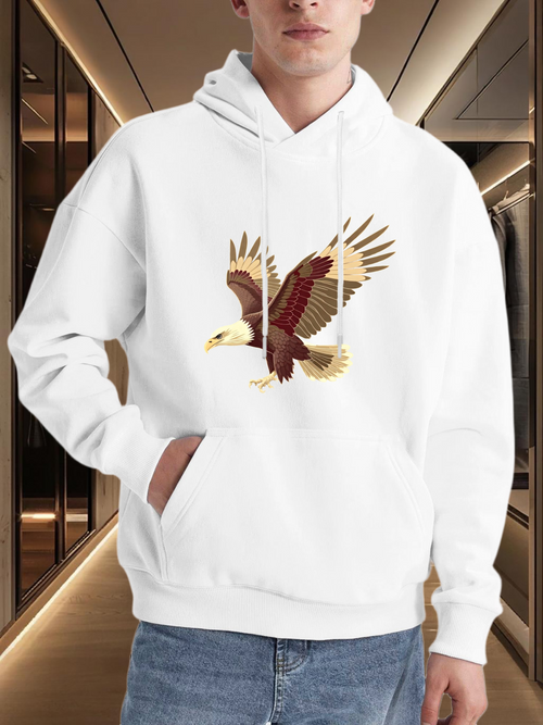 Men's Graphic Hoodie Majestic Bird With Spreading Feathers Soaring Under Golden Sunlight Eagle