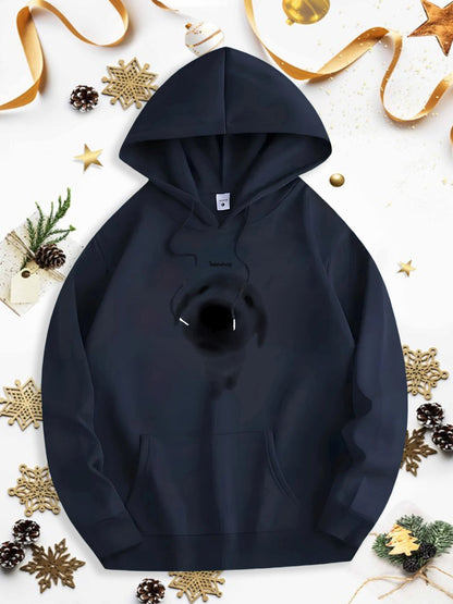 Men's Graphic Hoodie Gentle Shadows Among Golden Glittering Holiday Black Hoodie
