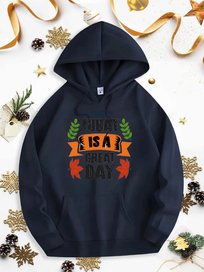 Men's Graphic Hoodie Today Is A Great Day With Autumn Leaves And Colorful Ribbon Design Hoodie