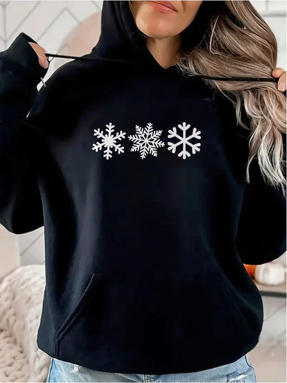 Women's Graphic Hoodie Wintry Day With Frosty Sparkling Detailed Snowflakes