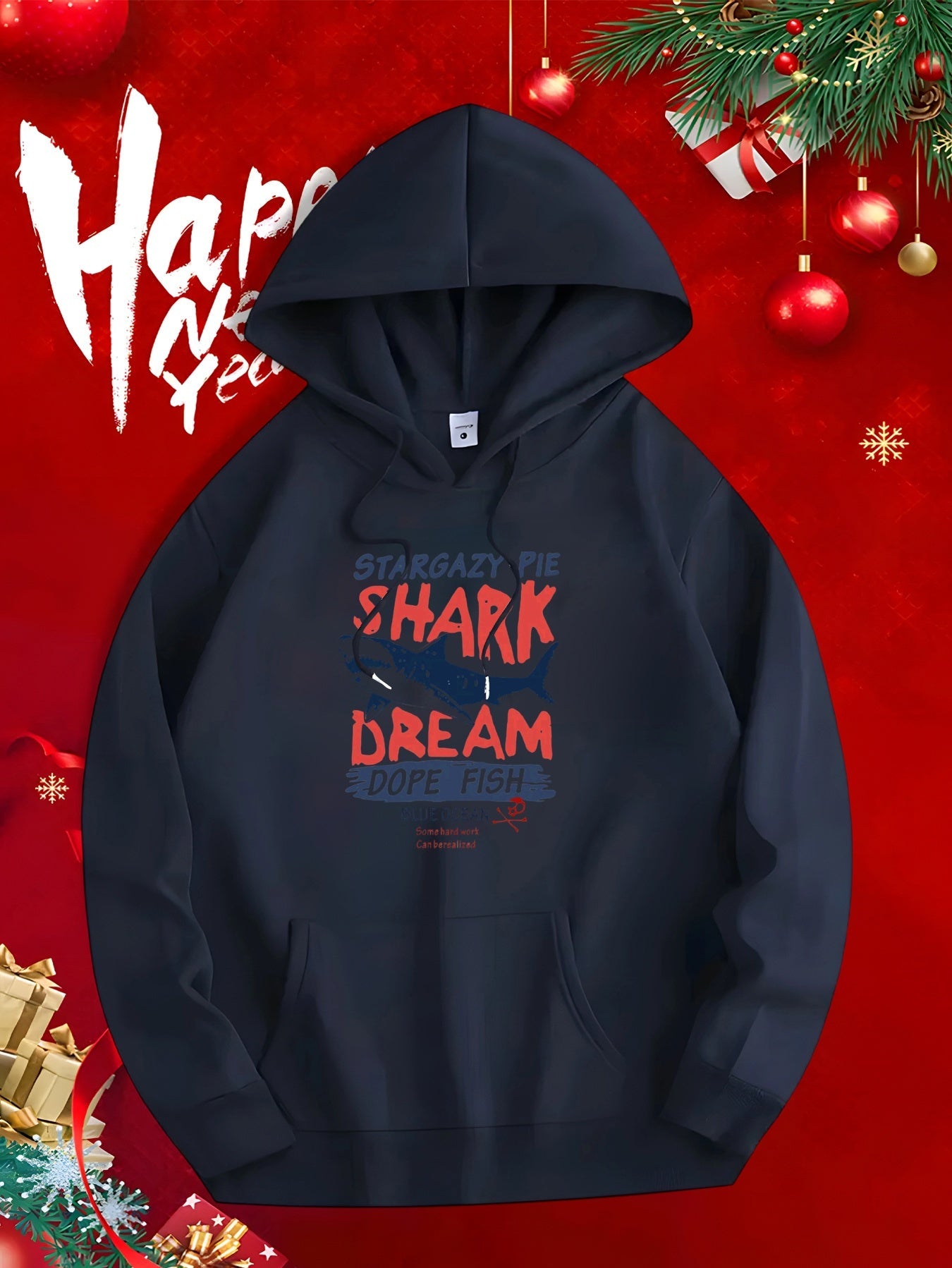Men's Graphic Hoodie Stay Wild Shark Dream In The Night Calm Ocean Shark
