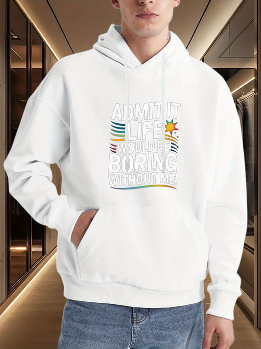 Men's Graphic Hoodie Almost Life Is Never Boring With Sunshine Waves Lines Hoodie