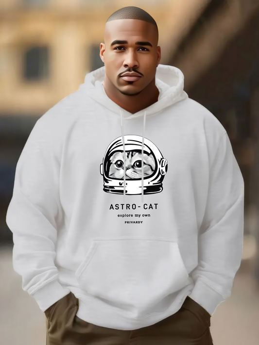 Men's Graphic Hoodie Astro Cat Wearing Space Helmet Surrounded By Stars And Cosmic Elements Cat