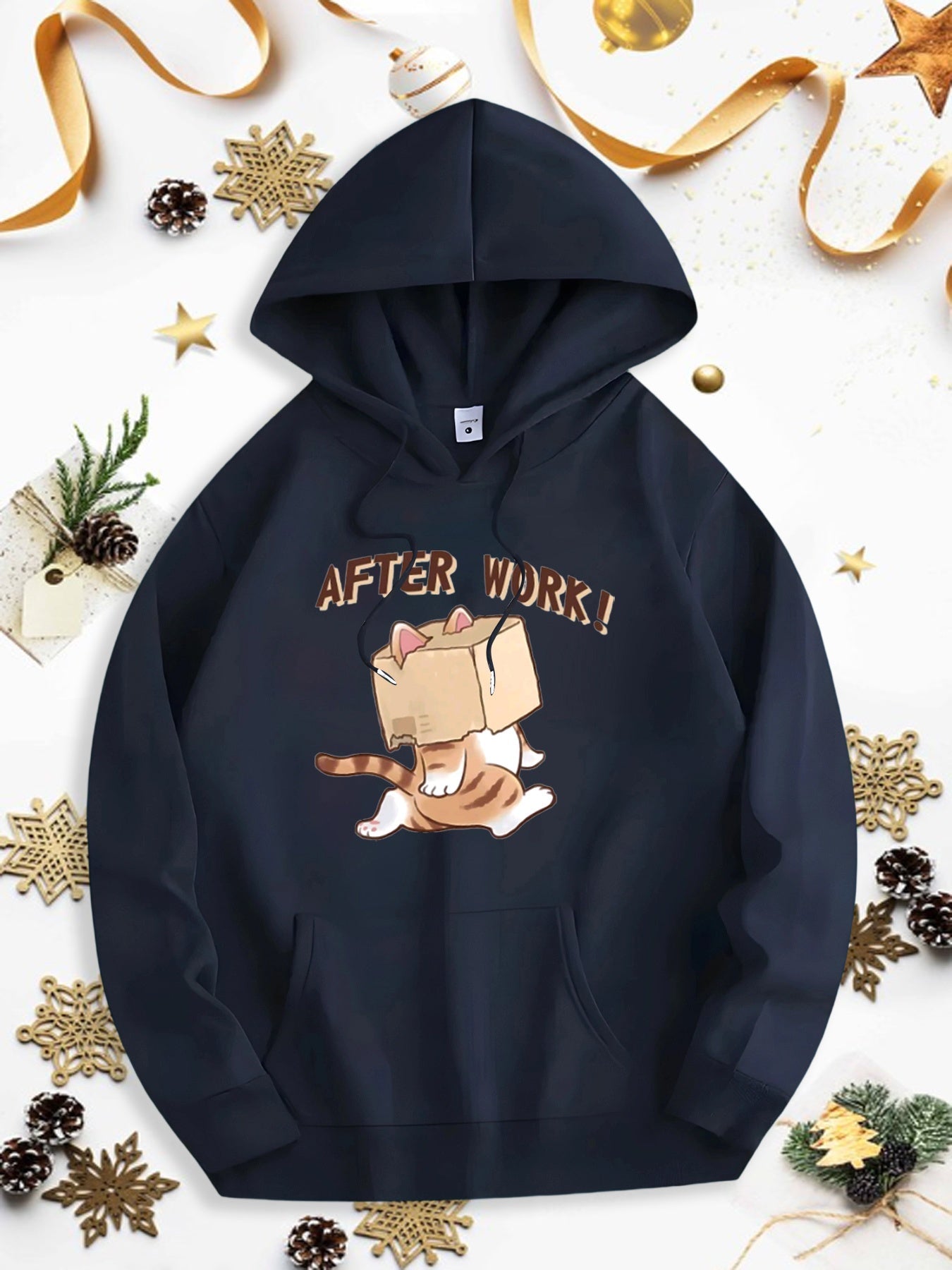 Men's Graphic Hoodie After Work Lazy Cat Sleeping Comfortably Under Cozy Blanket Cat