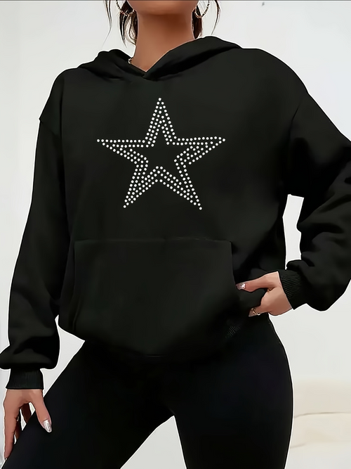 Women's Graphic Hoodie Radiant Night Sky With Shining Dotted Light Pattern Star