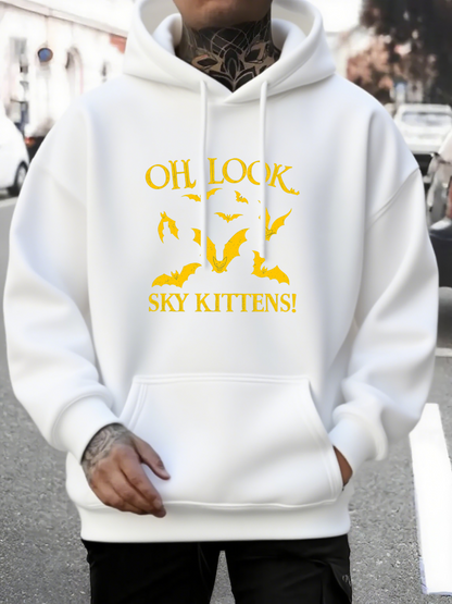 Men's Graphic Hoodie Oh Look Flying Bats Against Daylight Sky Kittens