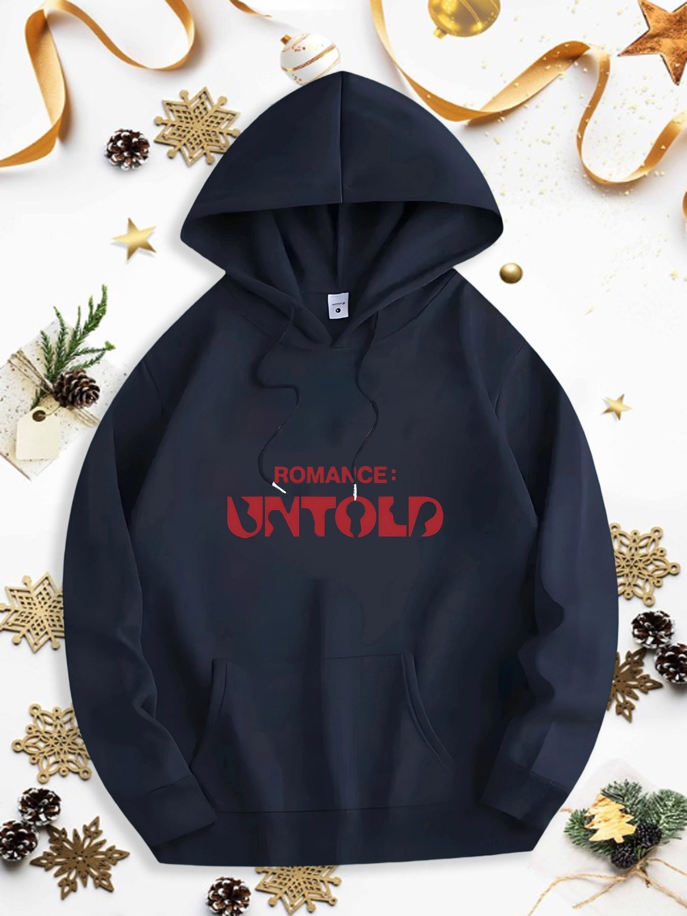 Men's Graphic Hoodie Romance Untold Bold Red Letters On Classic Cotton Hoodie