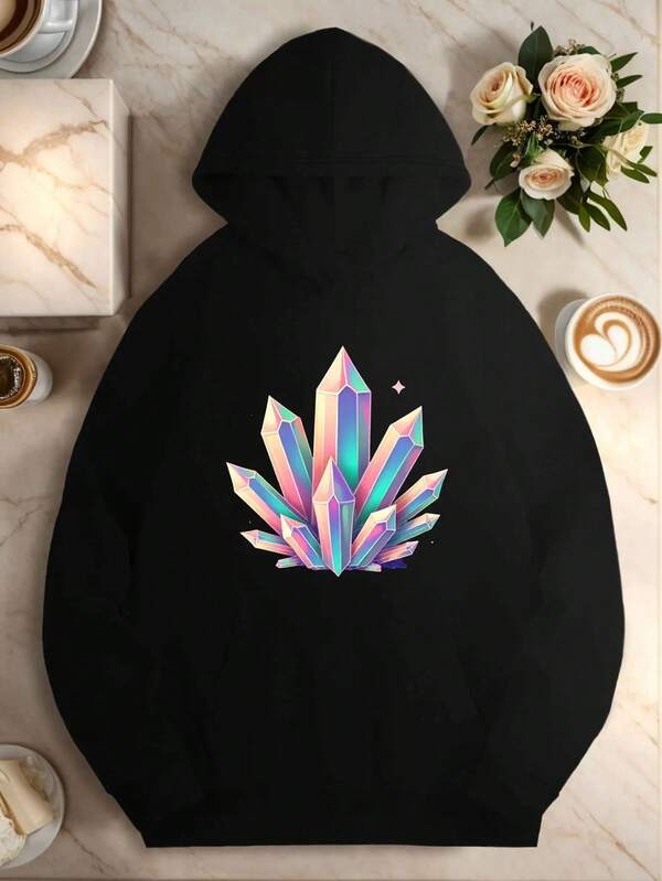 Women's Graphic Hoodie Mystical Pastel Crystals Gleaming Under Starlit Night Sky Crystal