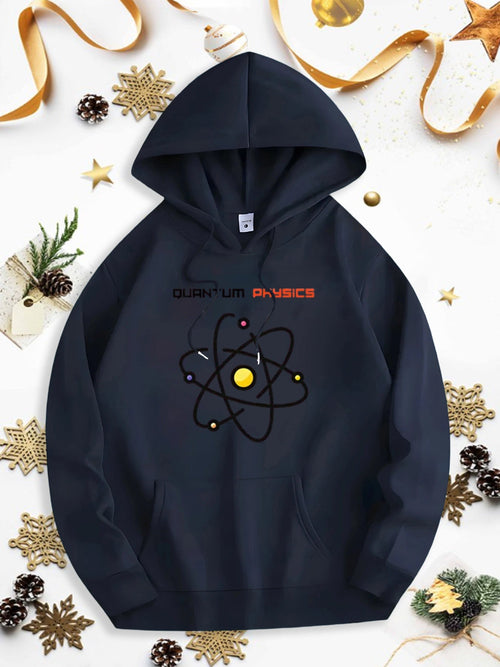 Men's Graphic Hoodie Quantum Physics Colorful Atomic Orbit With Golden Nucleus Surrounded By Electrons Hoodie