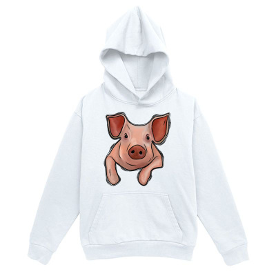 Men's Graphic Hoodie Playful Cartoon Piglet Surrounded By Soft White Cotton Hoodie