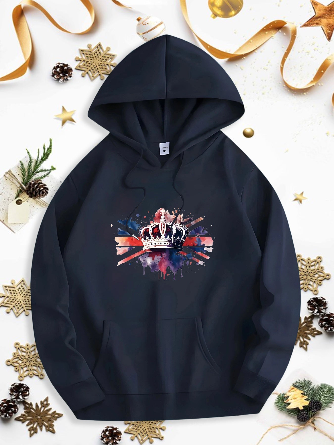 Men's Graphic Hoodie Wilderness Night Sky With Colorful Reflections Among Silhouetted Majestic Bear Family
