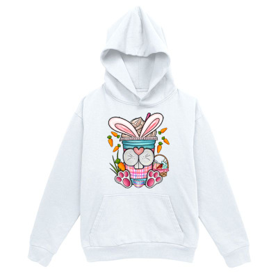 Men's Graphic Hoodie Adorable Bunny Hiding In Flower Pot With Pink Blossoms
