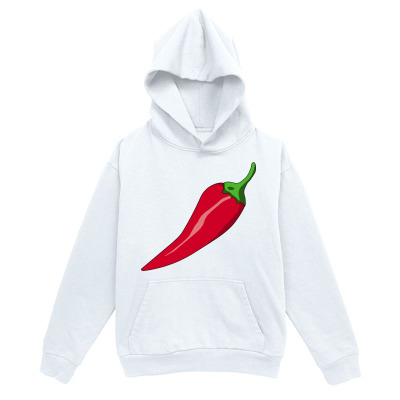 Men's Graphic Hoodie Fresh Red Green Stem Illustration On Spicy Vegetable Pepper
