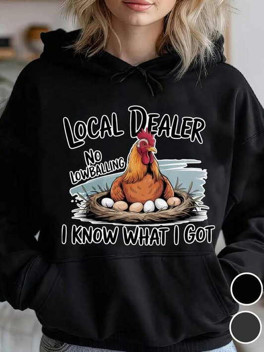 Women's Graphic Hoodie Local Dealer With Eggs Resting In A Nest Chicken