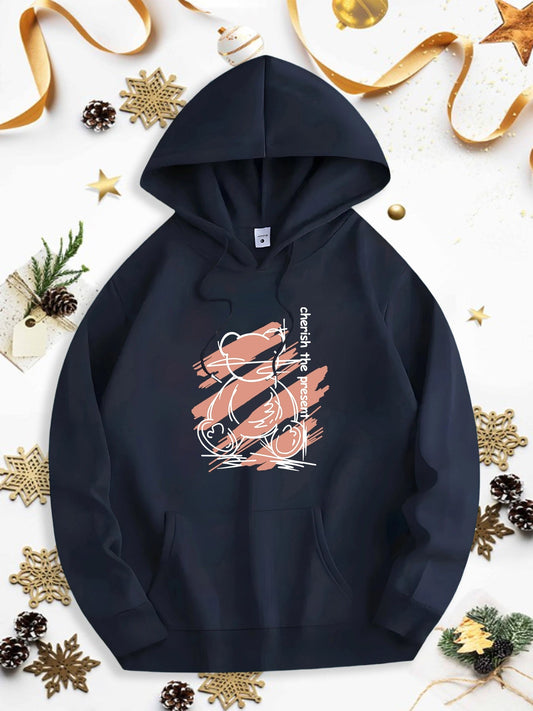 Men's Graphic Hoodie Abstract Brush Strokes With Elegant Line Art Overlapping Central Shape