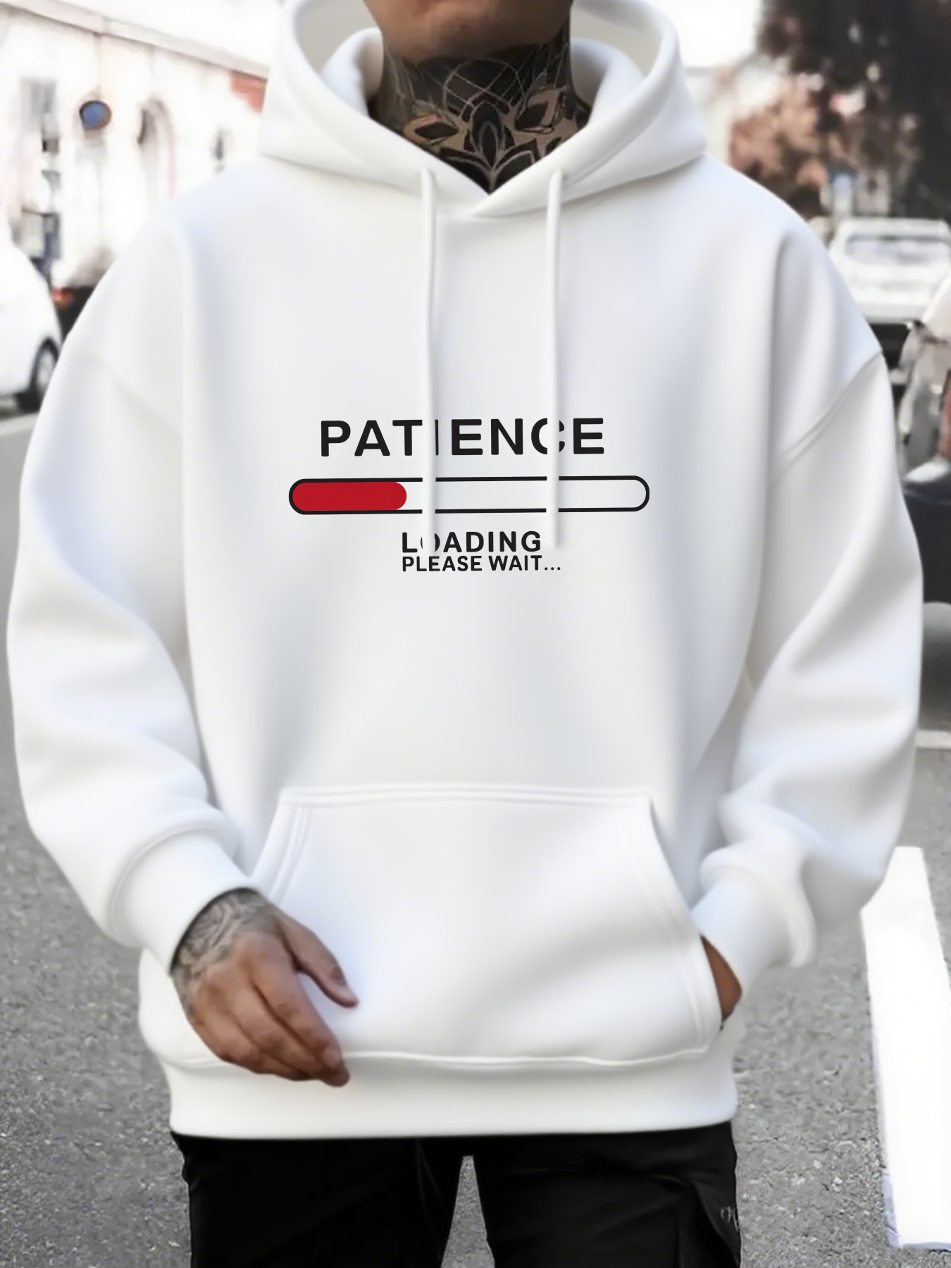 Men's Graphic Hoodie Patience Loading Bar Please Wait Hoodie