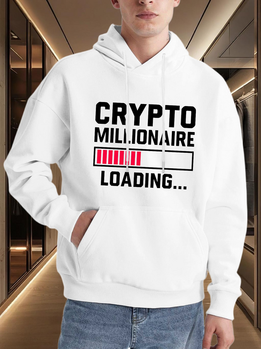 Men's Graphic Hoodie Crypto Millionaire Loading Progress Bar Graphic Hoodie