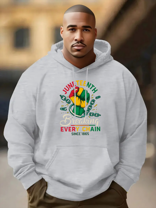 Men's Graphic Hoodie Juneteenth Freedom Celebration With Raised Fist And Colorful Patterns