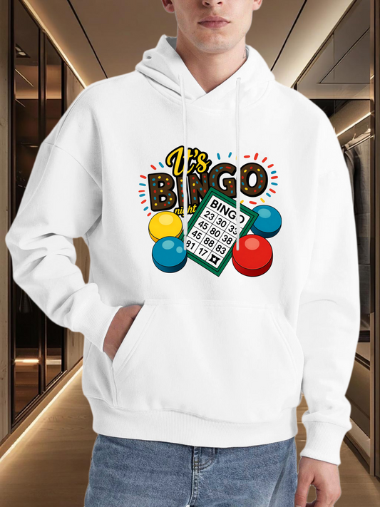 Men's Graphic Hoodie Its Bingo Colorful Balls And Card Game Concept Hoodie