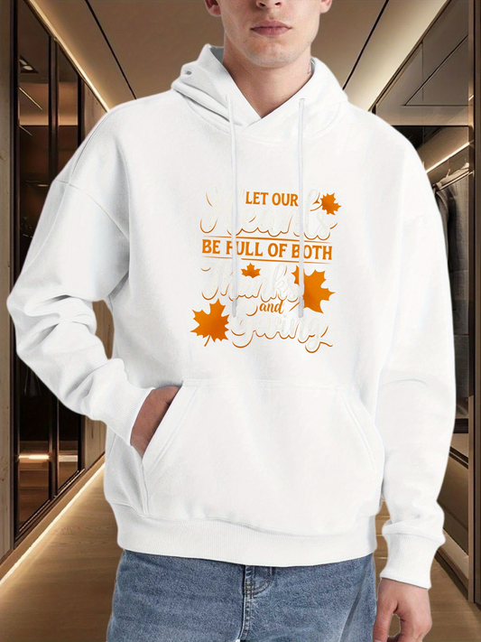 Men's Graphic Hoodie Let Our Lives Be Full Of Both Thanks And Giving Surrounded By Autumn Maple Leaves Hoodie