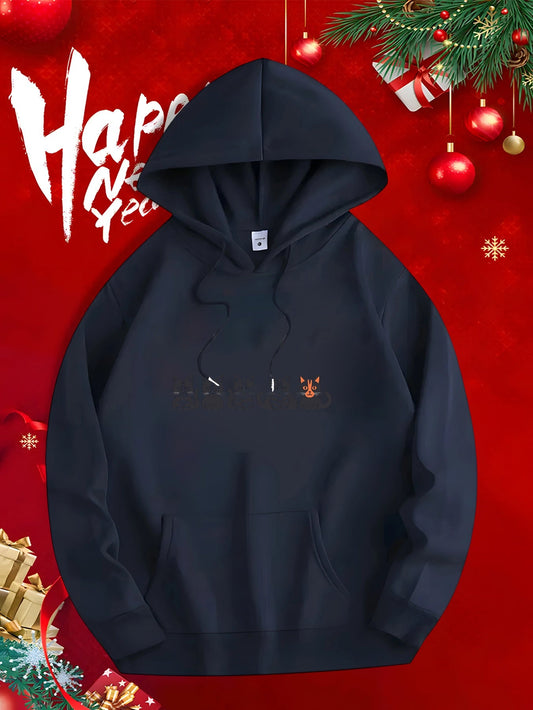 Men's Graphic Hoodie Whimsical Minimalist Antler Details On Winter Hoodie Deer