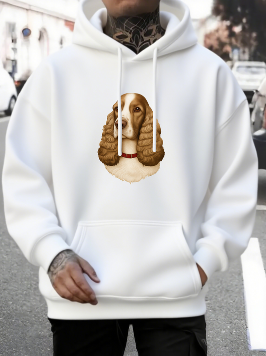Men's Graphic Hoodie Hand Drawn Realistic Fur With Wavy Ears Brown Spaniel Dog