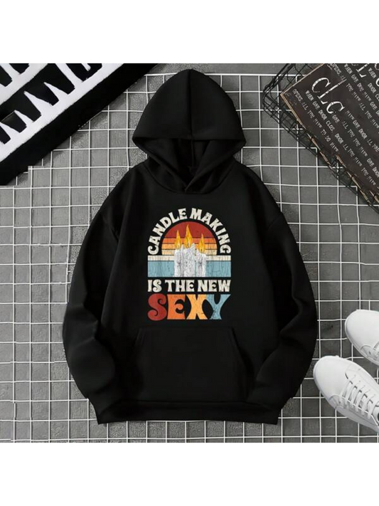 Men's Graphic Hoodie Candle Making Is The New Sexy Vintage Glow Candle Under Sunset Sky